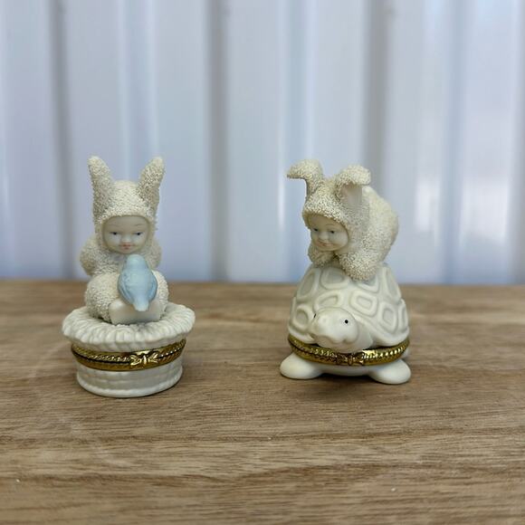 Dept 56 Snowbunnies “Piggyback” and “Tweet Tweet Tweet” trinket box - Picture 1 of 12